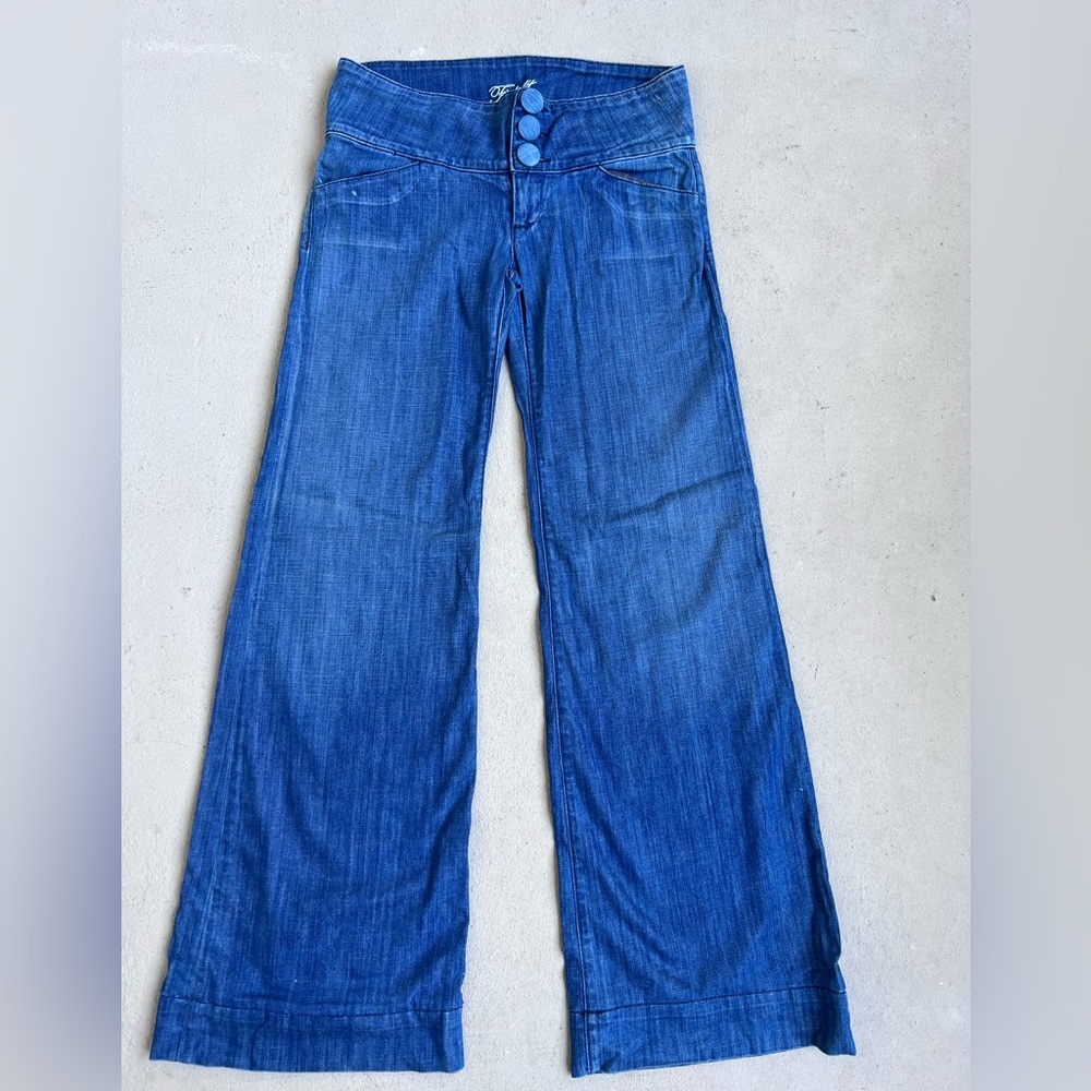 Fidelity Tantra Wide Leg Medium Wash Denim Jeans Sz 29 - Picture 2 of 13